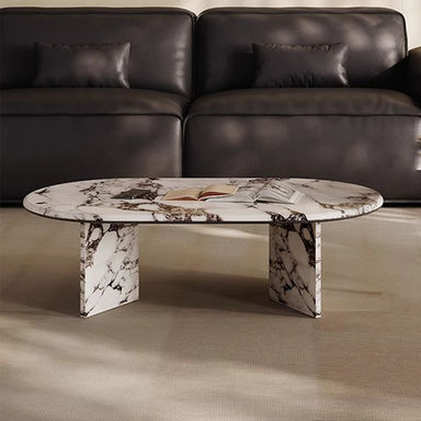 Retro simple oval marble coffee table living room