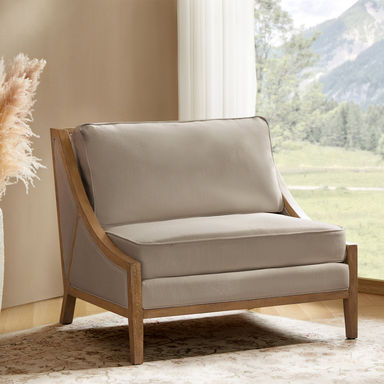 Roeline Farmhouse Oversize Solid Wood Accent Chair