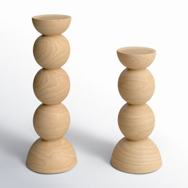 2 Piece Wood Tabletop Candlestick Set | Joss & Main