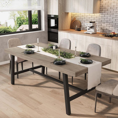 Industrial Dining Table For 6~8 People, 70.87" Long Rectangle Dining Table