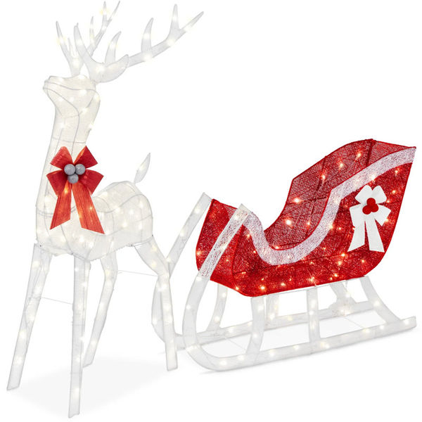 Reindeer Sleigh Yard Lighted Display