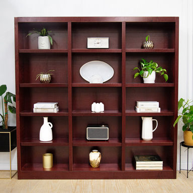 Flannagan Triple Wide Wood Bookcase, 15 Bookshelf, 72 inch Tall Storage and Display Bookshelf for Home Office and Living Room