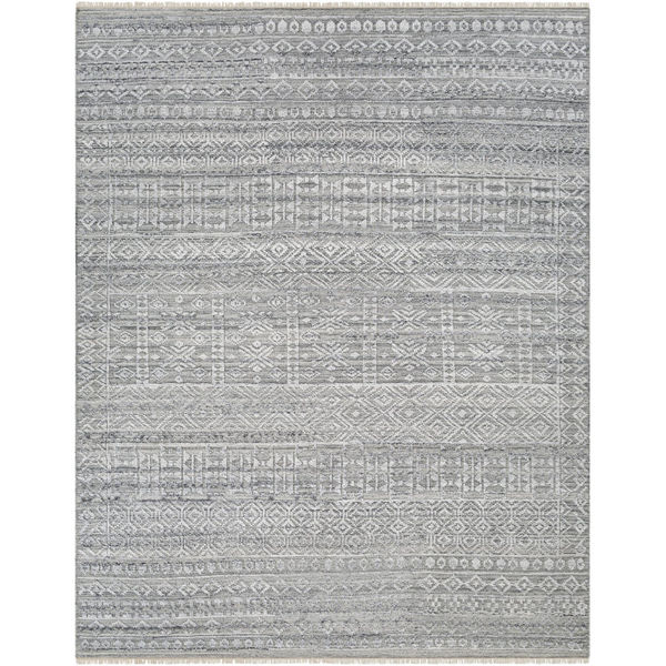 Roiza Southwestern Hand-Knotted Polyester Area Rug in Charcoal