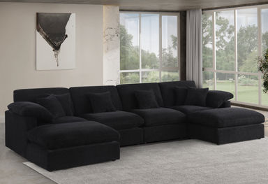 6 - Piece 155.7" U Shape Sectional Sofa Cloud Couch With Removable Ottomans