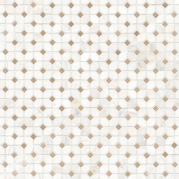 Geometric 13 in. x 13 in. Polished Marble Mosaic Floor and Wall Tile