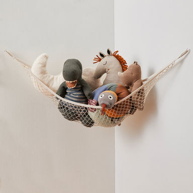 3 Sprouts - Toy Hammock for Stuffed Toys with Hooks - Beige