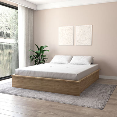 Gracie Oaks Cannella Queen Bed Frame, Light Oak | Wayfair