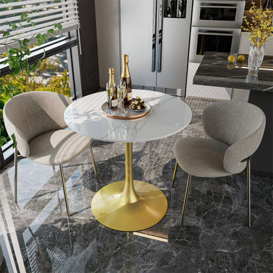 Mercer41 Marble Dining Table Round Kitchen Bistro Table & Reviews | Wayfair