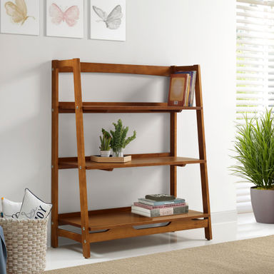 Ashvihan Mid Century Solid Wood Open Shelving Unit