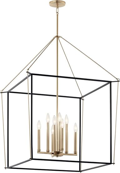 KICHLER Eisley 8-Light Foyer Pendant, Soft Modern Light in Champagne Bronze and Black, Sloped Ceiling Compatible, for Foyer (40.25" x 28.25" x 28.25"), 52628CPZ - Amazon.com