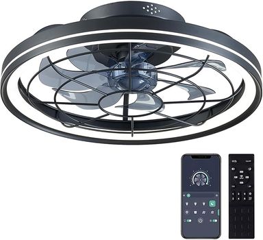 Amazon.com: AVORHING Ceiling Fan with Lights & Remote, 20" Low Profile, 6 Wind Speeds, Dimmable Caged Flush Mount, Modern for Kids Room, Bedroom, Kitchen (Black) : Tools & Home Improvement