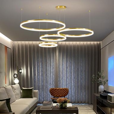 Modern Design Dimmable Chandelier Light, with Remote Control Dimmable 3 Color Mode & Brightness Ceiling Lamp, Anti-Flicker Dining Light Fixture for Kitchen, Dining Room (Gold) - Amazon.com