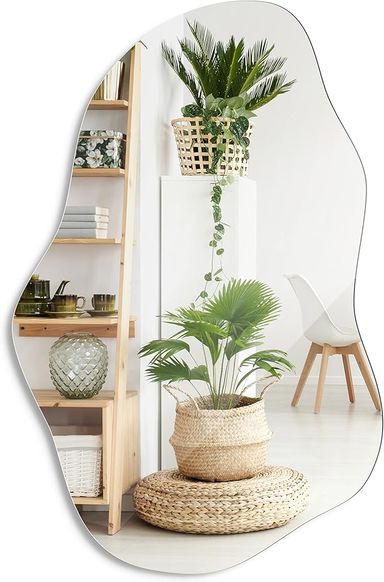 Amazon.com: Barnyard Designs Asymmetrical Irregular Wall Mirror - Hotel Quality Craftsmanship with Abstract Frameless Shape - HD Clarity Reflection - Mount from Multiple Directions (18" x 32" / Cloud 1) : Home & Kitchen