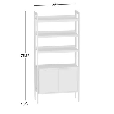 Tate 36" Walnut Wood 3-Shelf Storage Bookcase Cabinet
