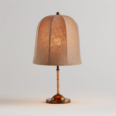Allegra Rattan and Linen Dome Table Lamp by Jake Arnold 20.75" + Reviews | Crate & Barrel