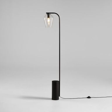 Arren Black Floor Lamp with Clear Angled Shade 56"