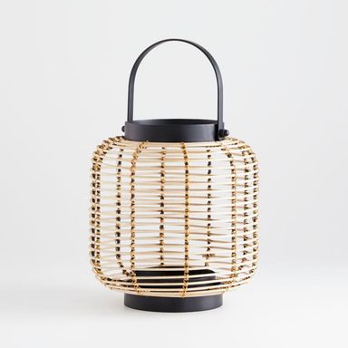Brigton Rattan Candle Lantern 10" + Reviews | Crate & Barrel
