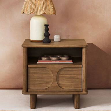 Wes Wood Nightstand with Drawer