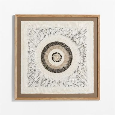 "Circulo de Papel" by Julio Laja Chichicaxtle 43"x43" in White Oak Frame Hand-Crafted Paper Wall Art + Reviews | Crate & Barrel