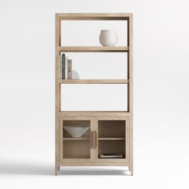 Clairemont 38" Natural Wood 3-Shelf Storage Bookcase