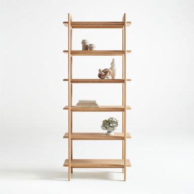 Elias Natural Elm Wood Open Bookcase + Reviews | Crate & Barrel