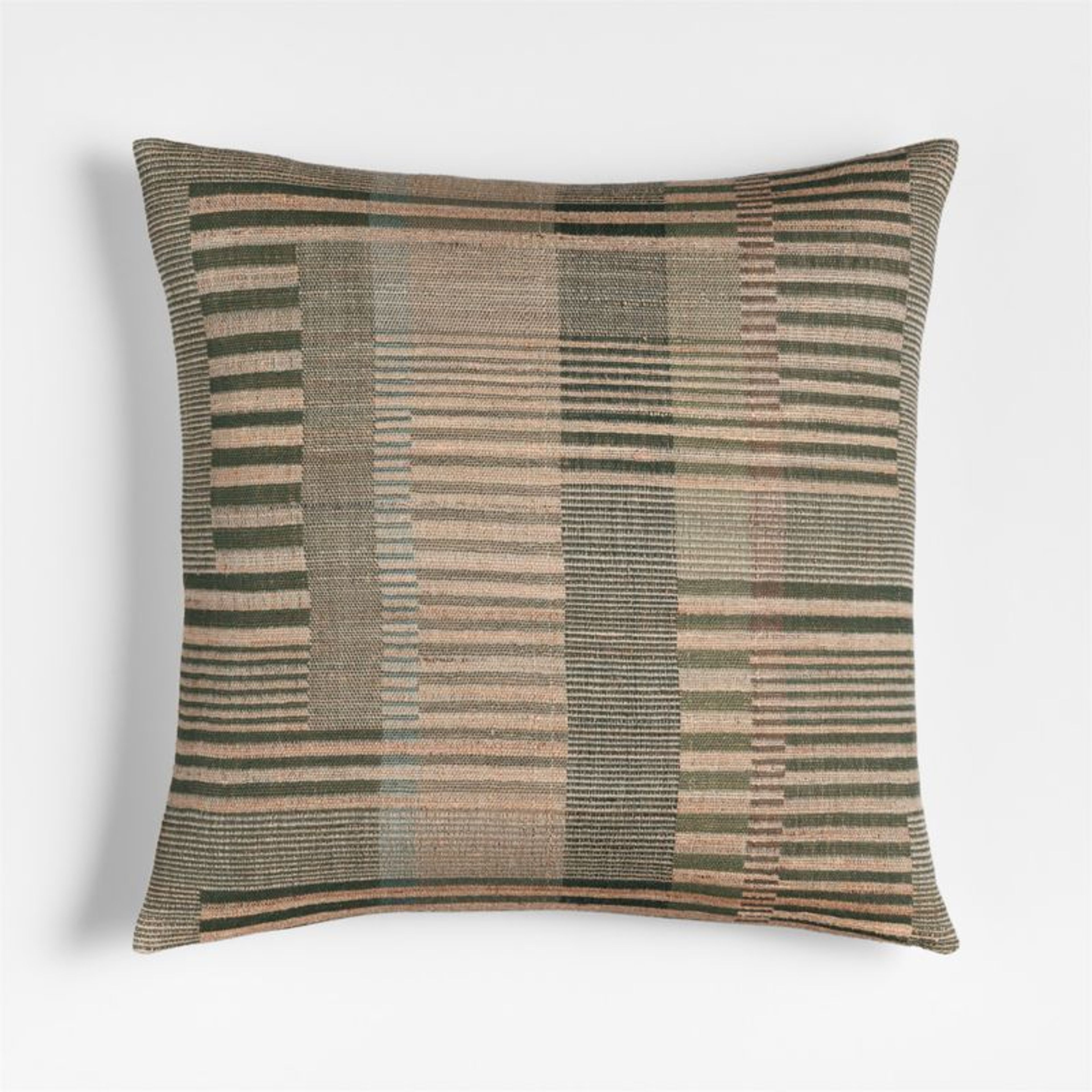 Etta 20x20 Burnt Green Silk Wool Blend Throw Pillow Cover