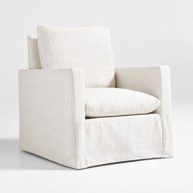 Ever Slipcovered Striped Nursery Glider Chair and Ottoman by Leanne Ford