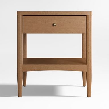 Set of 2 Hampshire Natural Brown Wood Kids Nightstand with Drawer