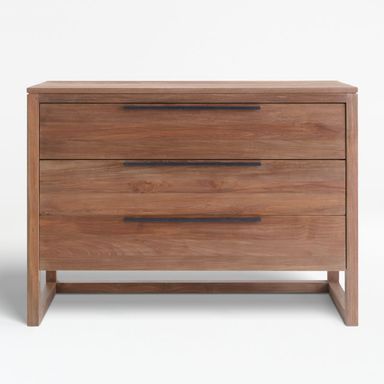 Linea 49" Natural Teak Wood 3-Drawer Dresser + Reviews | Crate & Barrel