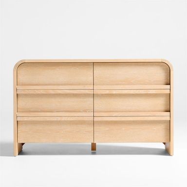 Mira Natural Oak Wood Wide 6-Drawer Kids Dresser | Crate & Kids