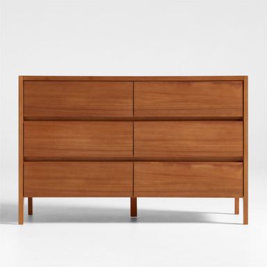 Nova 50" Natural Acacia Wood Wide 6-Drawer Kids Dresser | Crate & Kids