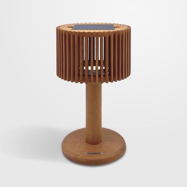 Pixy Natural Teak LED Solar Outdoor Table Lamp 16"