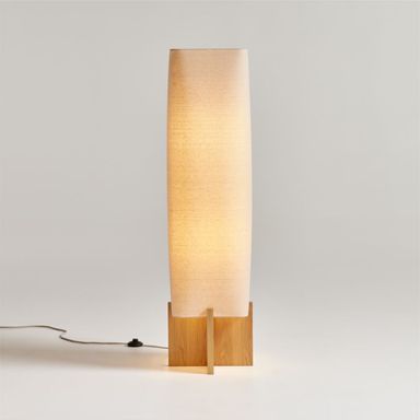 Toro Wood Floor Lamp with Woven Shade 50"
