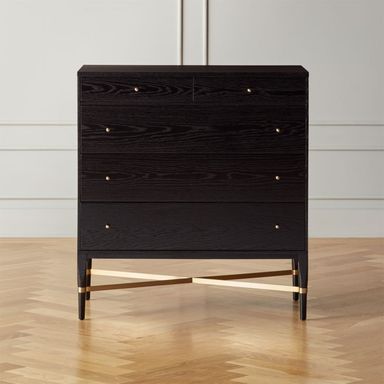 Connoisseur 34" Black Oak Wood 5-Drawer Dresser by Paul McCobb + Reviews | CB2