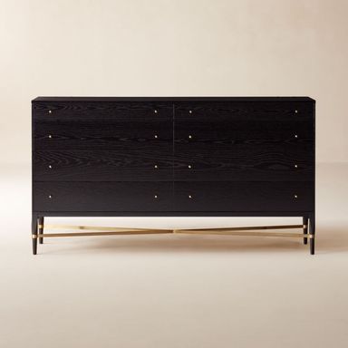 Connoisseur 66" Black Oak Wood 8-Drawer Dresser by Paul McCobb