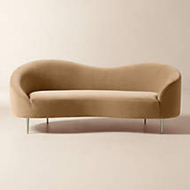 Curvo 75" Camel Velvet Apartment Sofa by goop