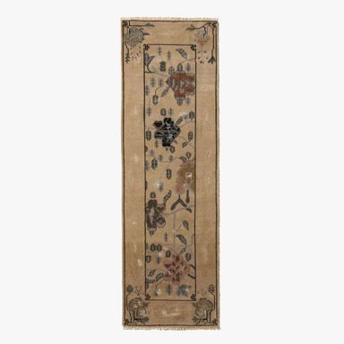 Fiora Hand-Knotted Light Brown New Zealand Wool Runner Rug 2.5'x8'