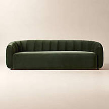 Fitz 98" Channeled Green Velvet Sofa