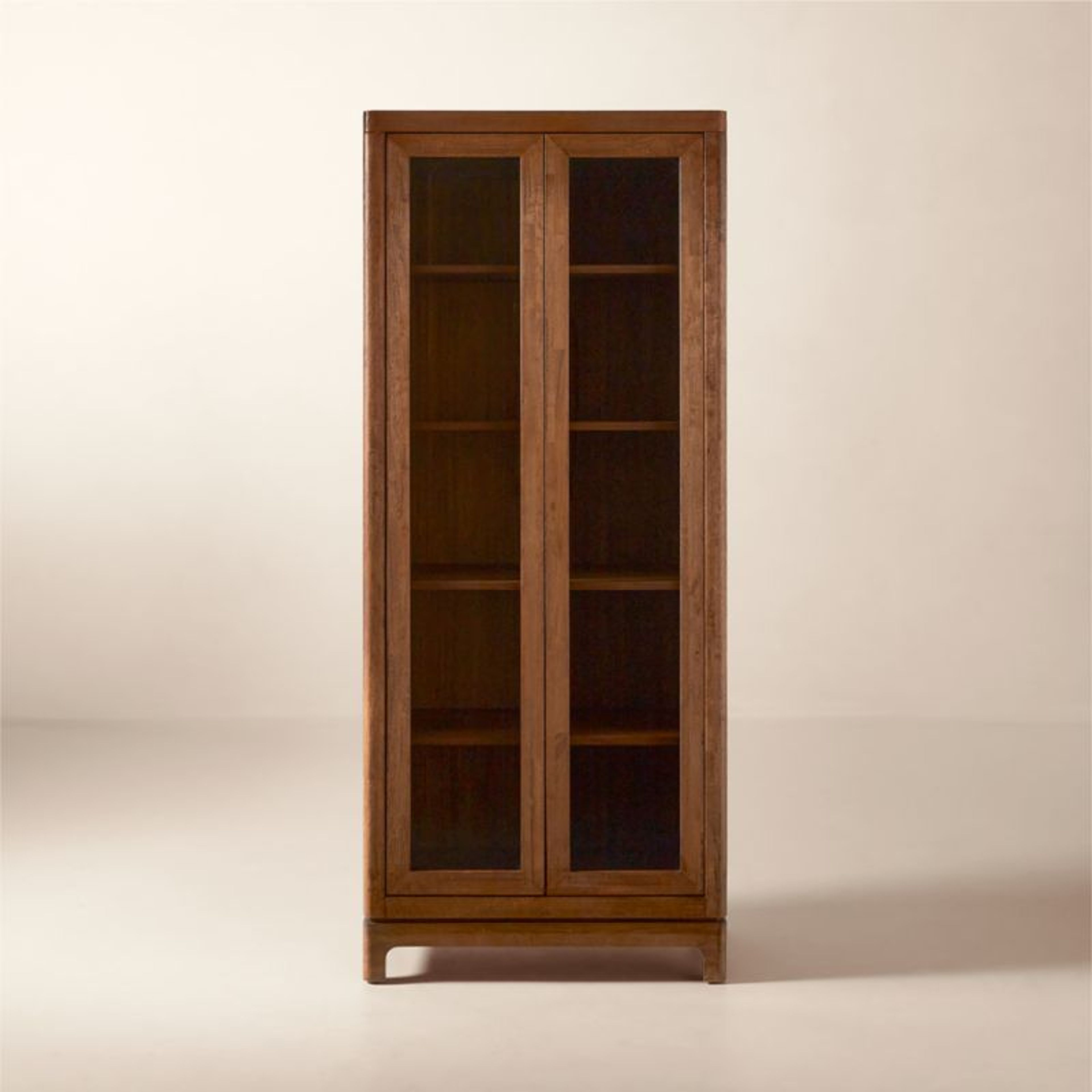 Truman Acacia Wood Glass Door Tall Cabinet | Modern Storage