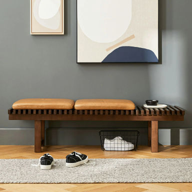 Ripa 59" Leather Bench - Charme Tan