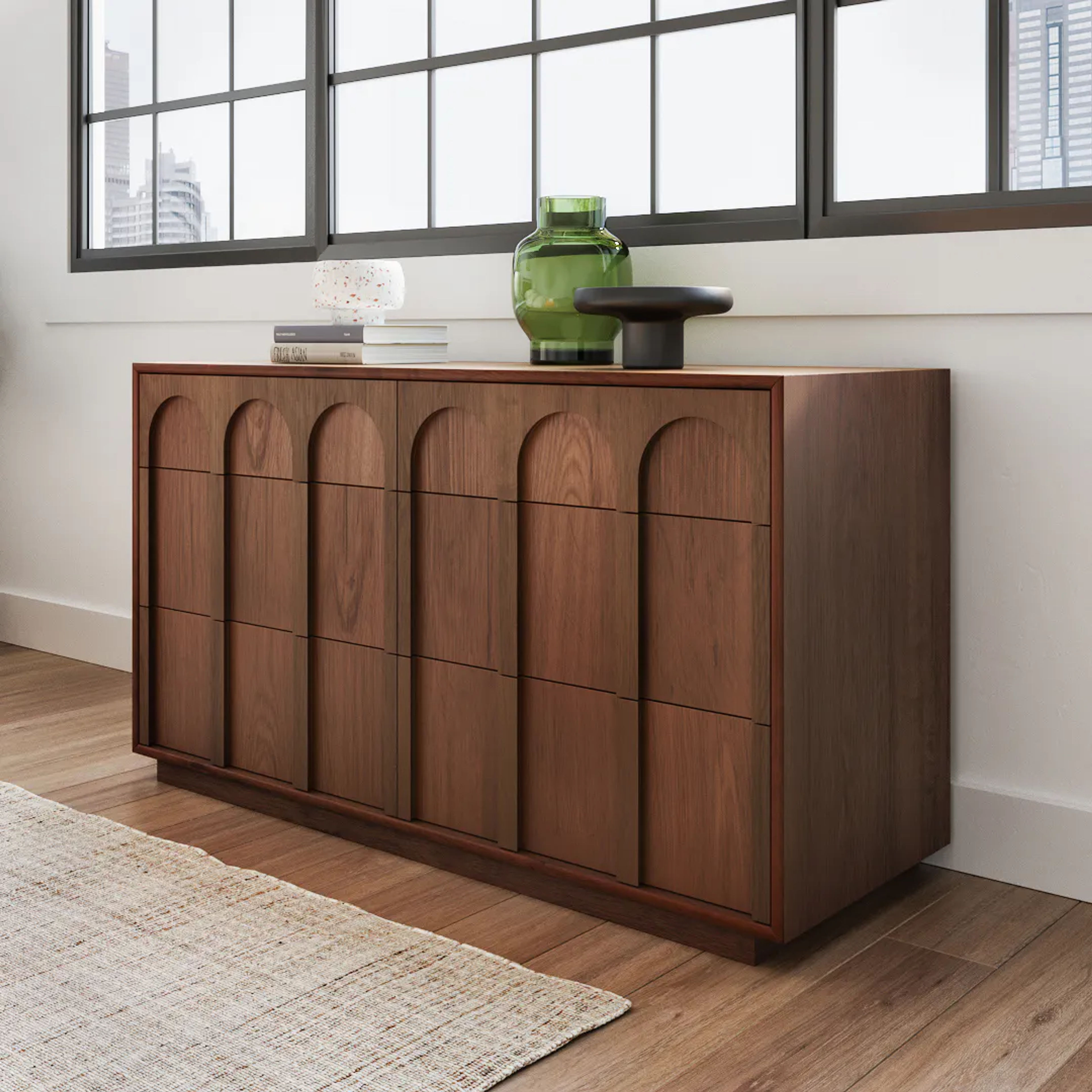 Prima 6-Drawer Walnut Dresser - Modern Design