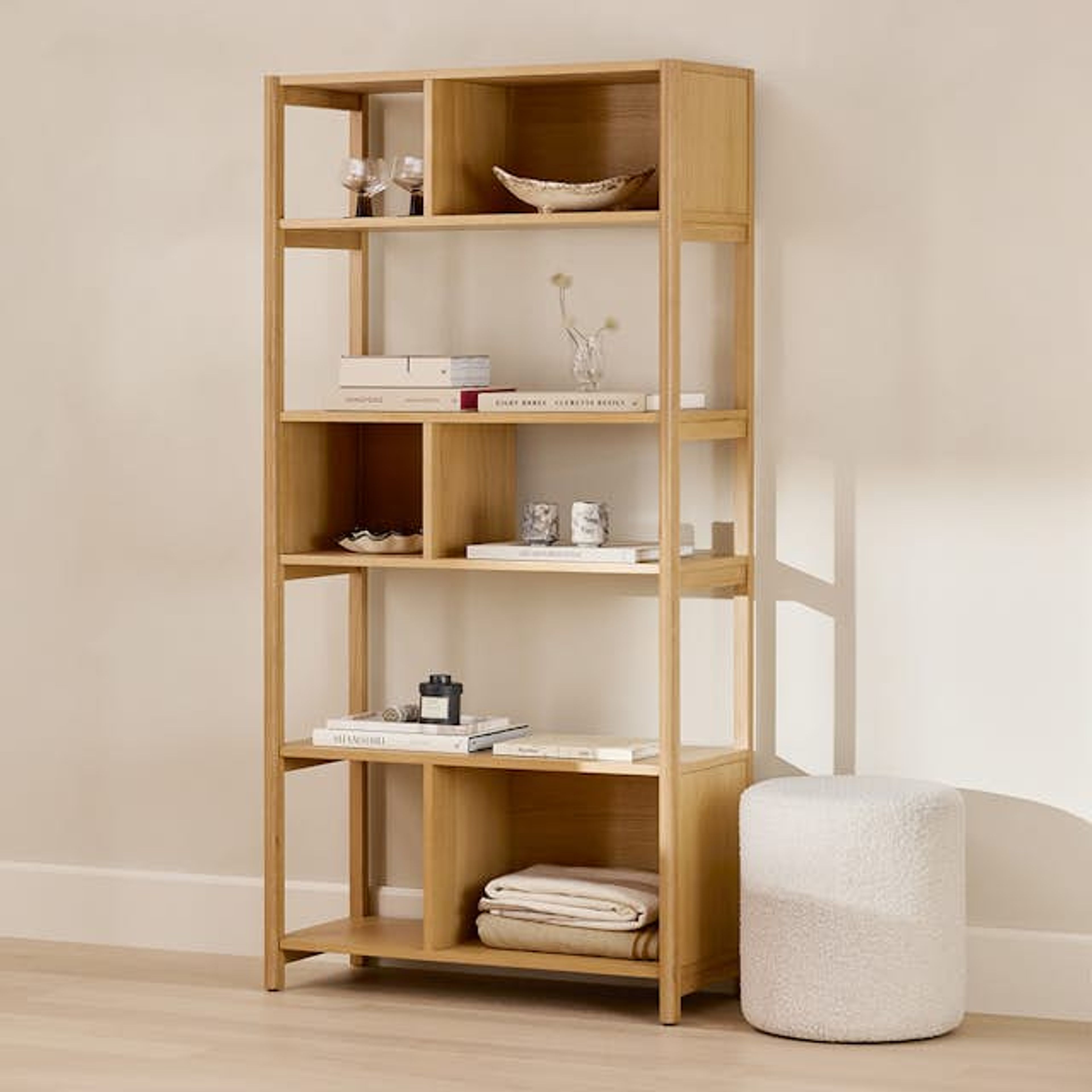 Mysen 34" Tall Natural Oak Bookcase - Stylish Storage