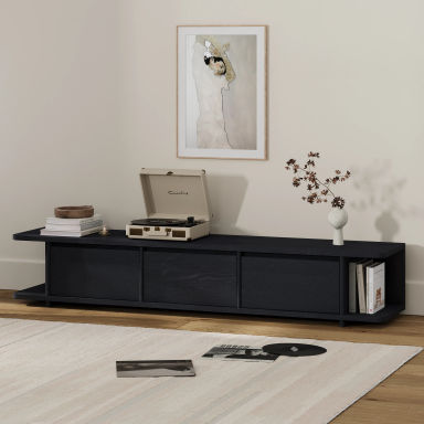 Judith 79" Low Media Unit - Black Oak