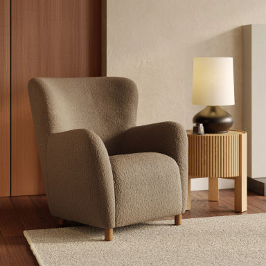 Archie 31.5" Lounge Chair - Short Shearling Taupe