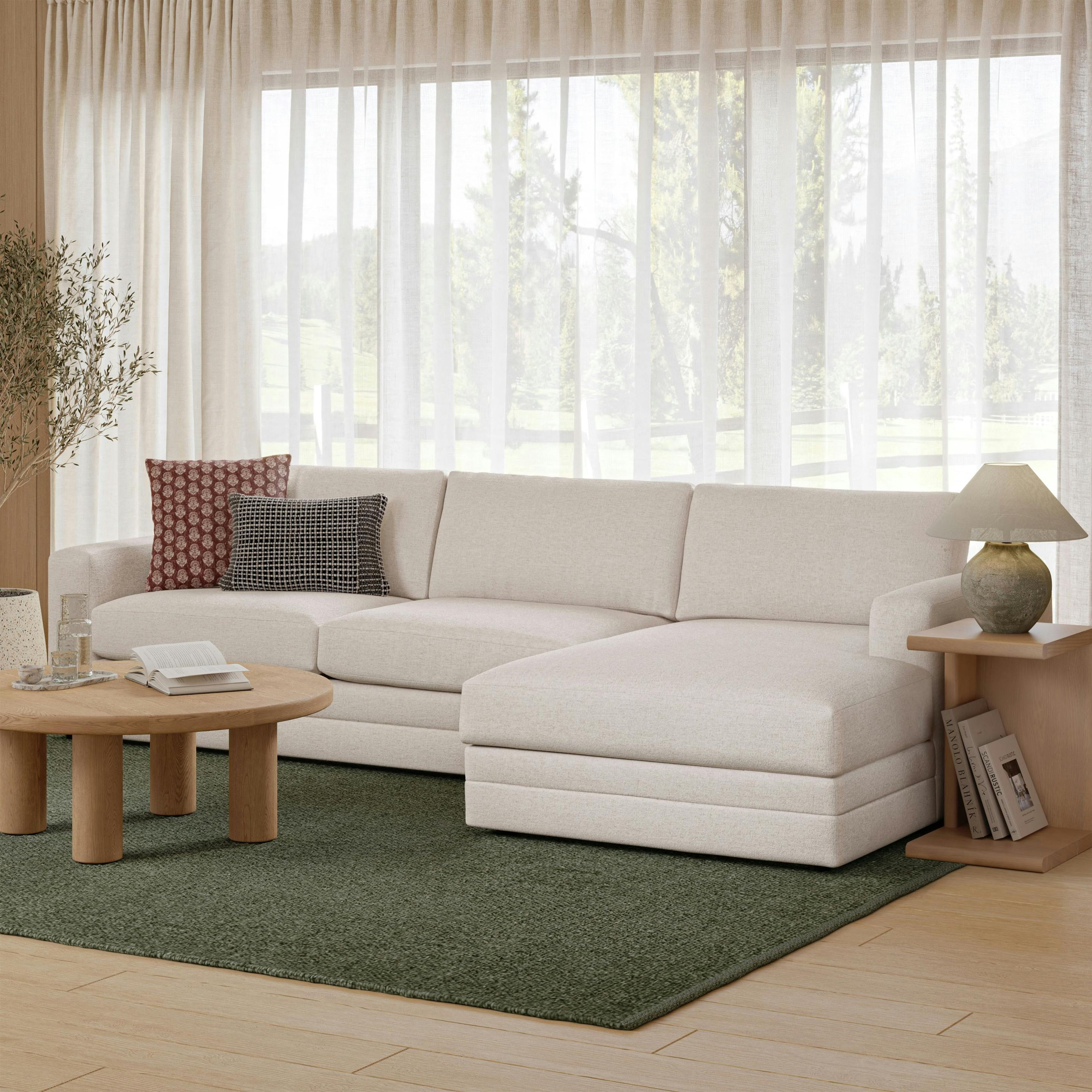 Riley 118" Right Storage Sleeper Sectional - Napa White