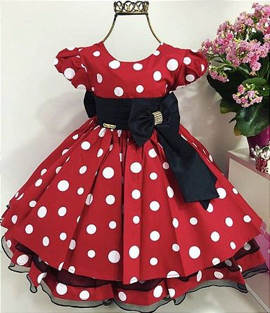 Vestido Minnie Vermelha Festa Infantil Luxo