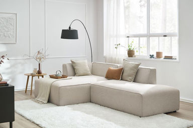 Canapé d'angle fixe modulable MEGEVE tissu chiné | BOBOCHIC®