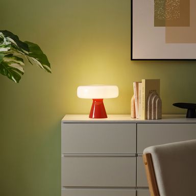 Retro Table Lamp Red with White - Knob