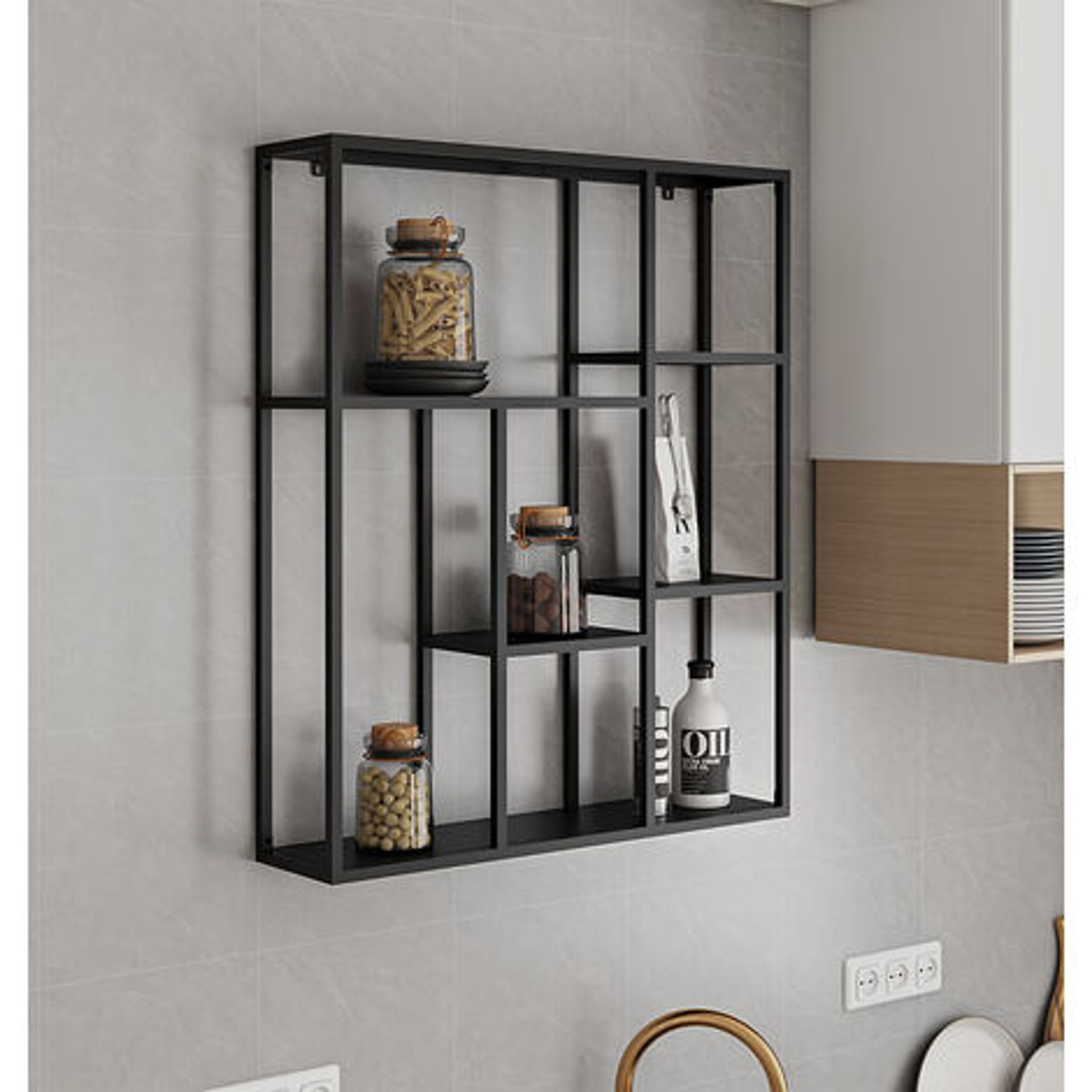 Bewdley Black Metal Wall Shelves 75x90cm - Hallowood Furniture