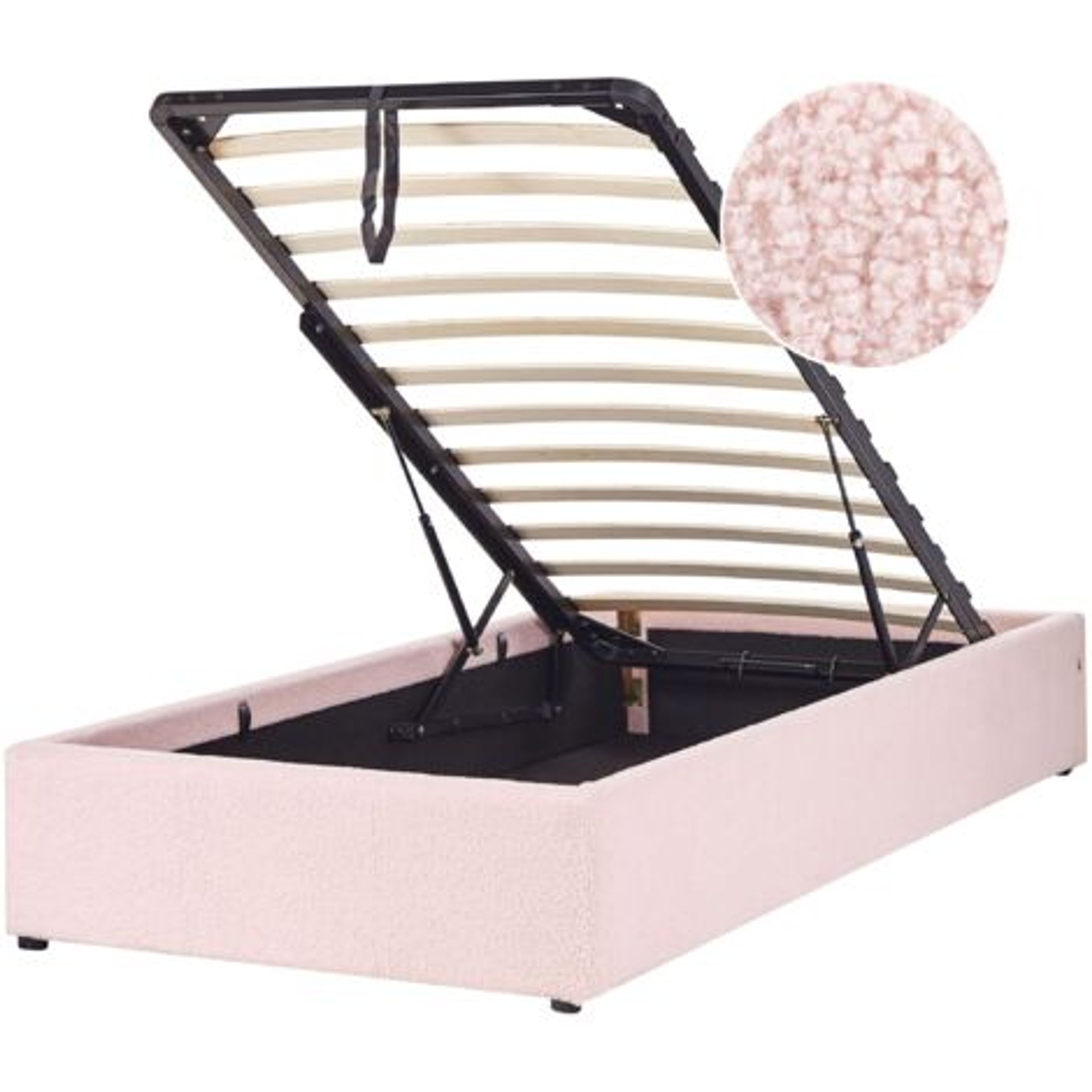 Letto Singolo Contenitore Rosa Bouclè 90x200 cm Dinan